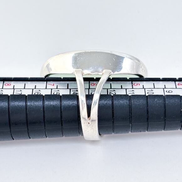 Vintage Sterling Silver 925 Faceted Blue Chalcedony Statement Ring Size 6 - Picture 8 of 8